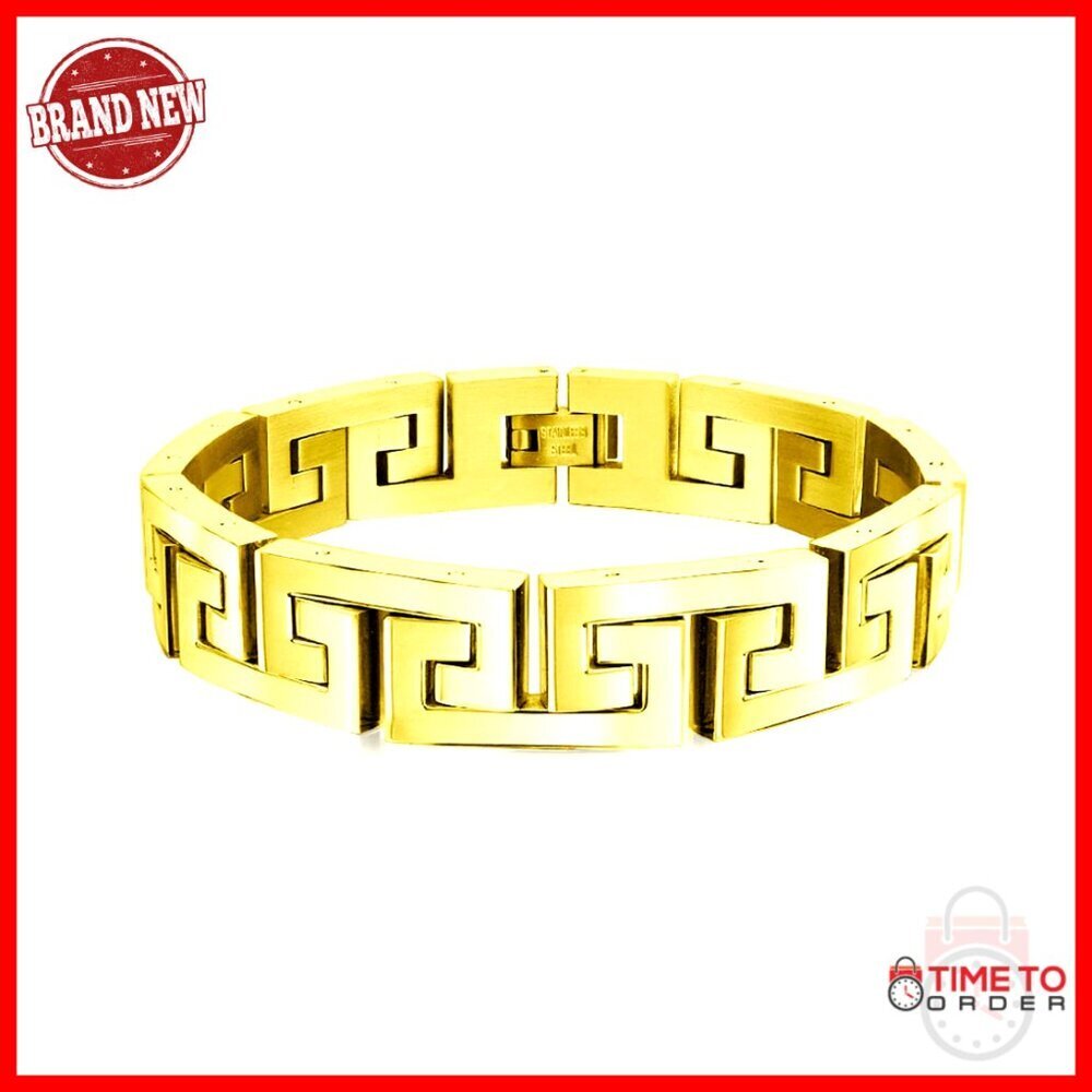Men's Stainless Steel Link Bracelet 9 Inch Geometric Infinity Key Design